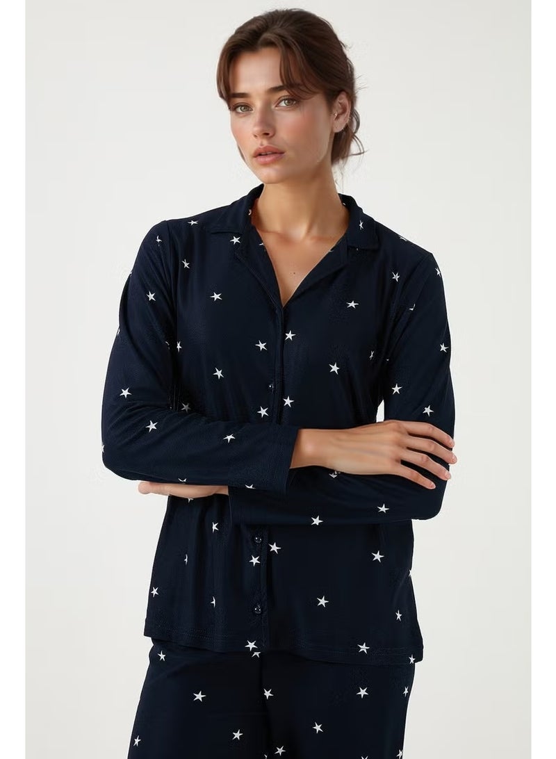 Lela Stretch Regular Fit Open Collar Elastic Waist Pajama Set Women's PAJAMAS SET 65720501 - Image 3